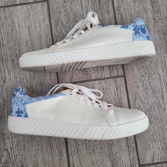 SOUL Naturalizer White Sneakers with Blue Floral Heel Women’s 9M - Picture 8 of 12